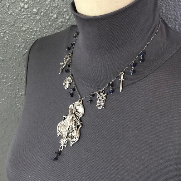 Athena Minerva Greek Roman Goddess Wisdom & War Handmade Necklace, Lapis Lazuli - Picture 6 of 15